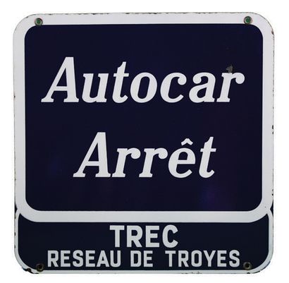 null TREC Panneau indicateur routier d'arrêt d'autocar, réseau Trec, Troyes, Aube.
Format:...
