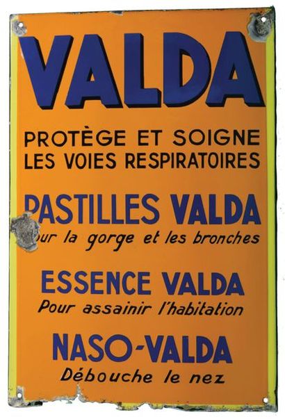 null VALDA Plaque émaillée pour les Pastilles Valda.
La pastille verte Valda fut...