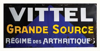 null VITTEL Rare plaque émaillée pour la ville de Vittel, Vosges,
Grande Source-Régime...