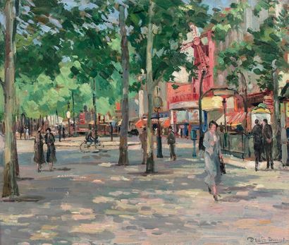 Charles DRATZ-BARAT (1905-1967) Le Moulin Rouge, boulevard de Clichy animated, circa...