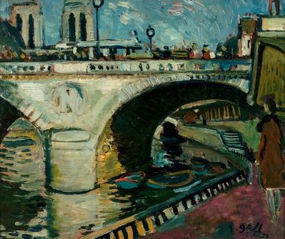 François GALL (1912-1987) Paris, Notre-Dame, the Saint-Michel Bridge
Oil on cardboard,...