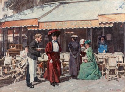 Léon ZEYTLINE (1885-1962) Le Café des Deux Magots, circa 1910
Huile sur toile, signée...