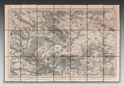 PIQUET (Ch.) Map of Paris, 1832. General repository of the war. Folding pocket top...