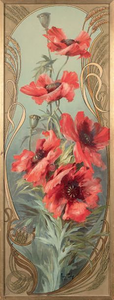 MARY GOLAY (1894-1944) Poppies, circa 1900
Colour lithograph of bakery decoration,...