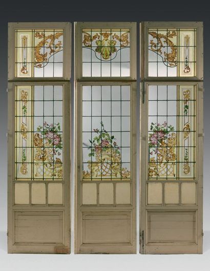 Louis TRÉZEL (1868-1912) dans le goût de Large bay window.
Consisting of three hinged...