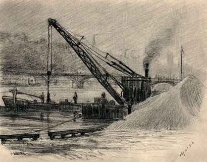 Pierre-Antoine CLUZEAU (1884-1963) Meeting of eight charcoal drawings.
Paris, Port...