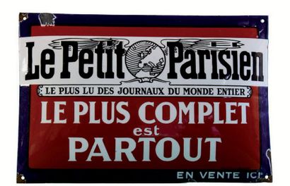 null PLAQUE PUBLICITAIRE DU JOURNAL LE PETIT PARISIEN
Fer émaillé, de forme rectangulaire,...