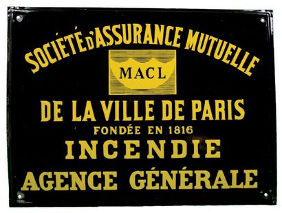 null PUBLICITY PLATE OF THE SOCIÉTÉ D'ASSURANCE MUTUELLE DE LA VILLE DE PARIS
Enamelled...
