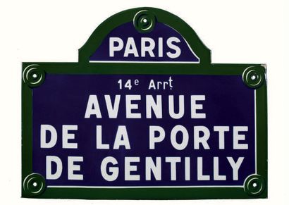 null NOMINATIVE PLAQUE OF THE AVENUE OF THE GATE OF GENTILLY, PARIS
Enamelled iron,...