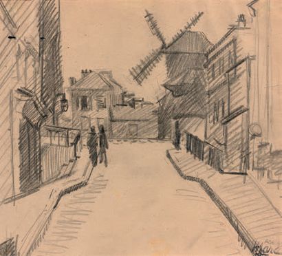 RENÉ-EMMANUEL MARCA (1893-1962) Meeting of pencil, charcoal, watercolour and pastel...