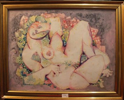 JACQUES BOÉRI (1929-2004) * Nu cubiste
Dessin à l'aquarelle et au crayon, signé en...