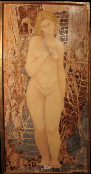 JACQUES BOÉRI (1929-2004) * Femme aux oiseaux, 1967
Acrylic on canvas, signed and...