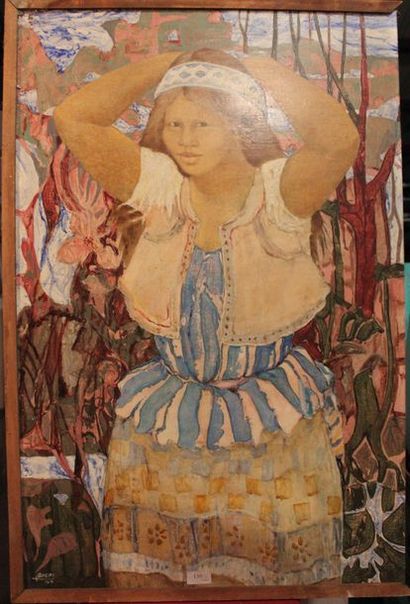 JACQUES BOÉRI (1929-2004) * Femme les bras levés, 1969
Acrylique sur toile, signée...