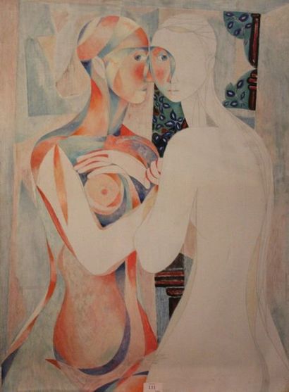 JACQUES BOÉRI (1929-2004) * Two women
Acrylic study on pencil strokes on canvas,...