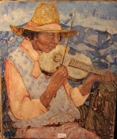 JACQUES BOÉRI (1929-2004) *Man on guitar
Acrylic on canvas.
61 x 51 cm.
. Man playing...