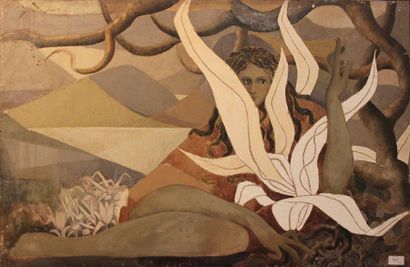 JACQUES BOÉRI (1929-2004) * Cachée dans la forêt
Acrylique sur toile.
65 x100 cm...