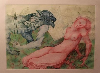 JACQUES BOÉRI (1929-2004) *Lying woman and fawn
Twelve colour lithographs.
Subject:...