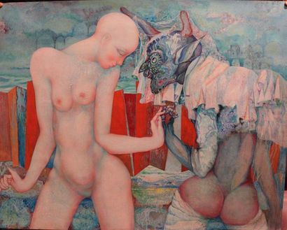 JACQUES BOÉRI (1929-2004) *Chasse aux fauves
Aquarelle sur papier.
73 x 91,5 cm.
....