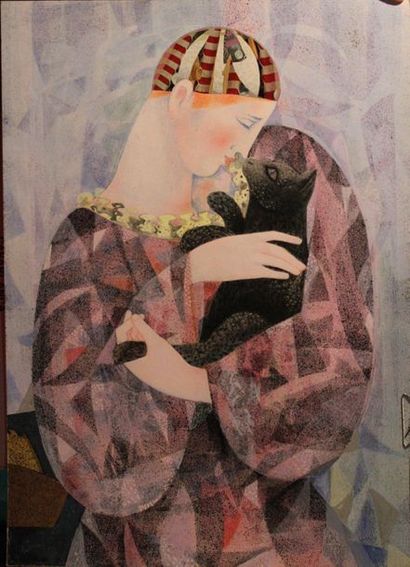 JACQUES BOÉRI (1929-2004) *Arlequin
Crayon, pastel et gouache sur papier.
73 x 58...