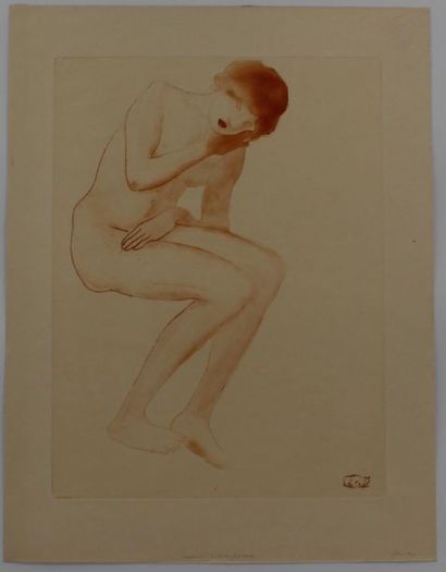 Théophile-Alexandre STEINLEN (1859-1923) 
Femme assise main sur l'épaule (Surprise)
Vernis...