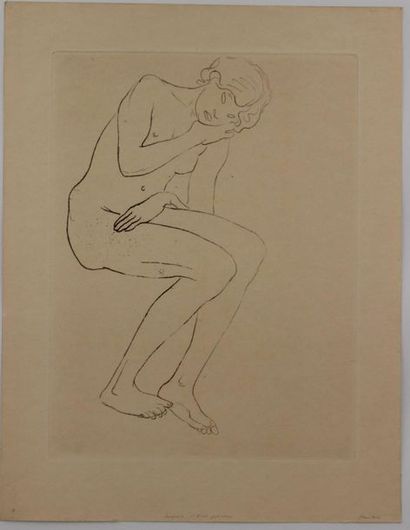 Théophile-Alexandre STEINLEN (1859-1923) 
Woman sitting hand on shoulder (Surprise)
Soft...