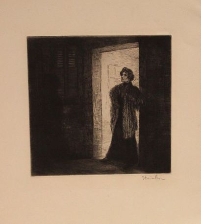Théophile-Alexandre STEINLEN (1859-1923) 
On the threshold. 1902
Etching signed on...