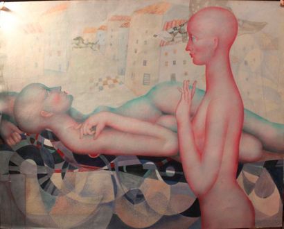 JACQUES BOÉRI (1929-2004) *Deux femmes dans la ville
Crayon aquarelle et gouache...