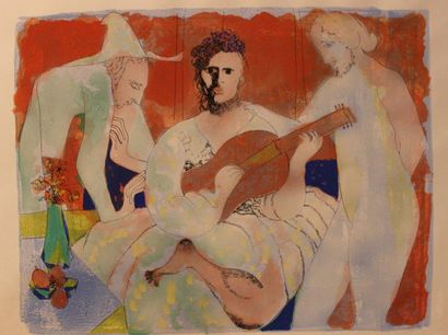 JACQUES BOÉRI (1929-2004) * Three musicians
Acrylic, watercolor and ink on paper.
Subject:...
