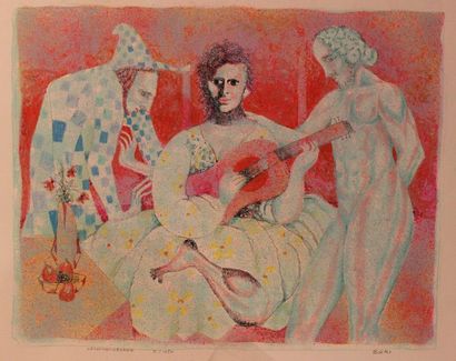 JACQUES BOÉRI (1929-2004) * Trois musiciens
Acrylique, aquarelle et encre sur papier.
Sujet...