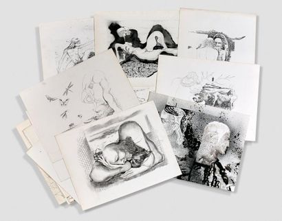 JACQUES BOÉRI (1929-2004) * Réunion de 37 illustrations mettant en scène un vieillard.
Encre,...