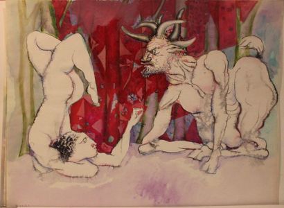 JACQUES BOÉRI (1929-2004) * Réunion d'environ 35 dessins en couleur, aquarelle, crayon...