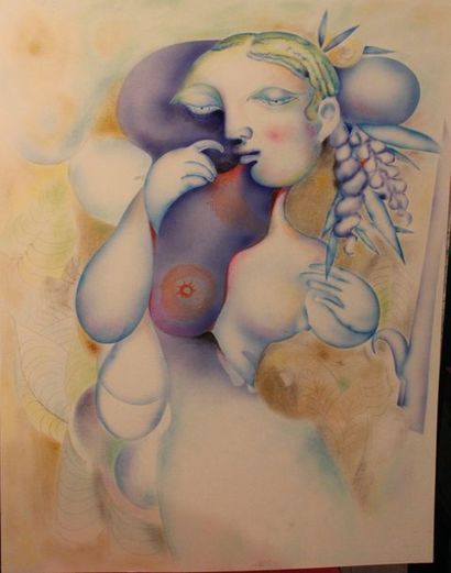 JACQUES BOÉRI (1929-2004) * Importante réunion de dessins :. Femme bleue
Crayon de...