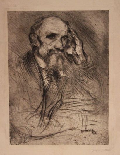 Jacques VILLON (1875-1963) 
Portrait de Monsieur Duchamp père. 1904
Pointe sèche...