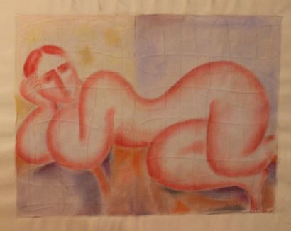JACQUES BOÉRI (1929-2004) * Importante réunion de dessins :. Femme rose jouant au...