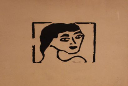 Maurice de Vlaminck (1876-1958) 
Tête de femme. Circa 1906
Gravure sur bois sur papier...