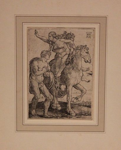 Heinrich Aldegrever (1502-1555) 
L'Enlèvement d'une femme
Burin. Belle épreuve d'un...
