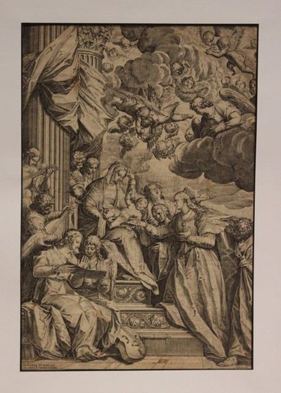 Agostino CARRACCI (1557-1602) 
Le mariage mystique de Sainte Catherine
Gravé d'après...