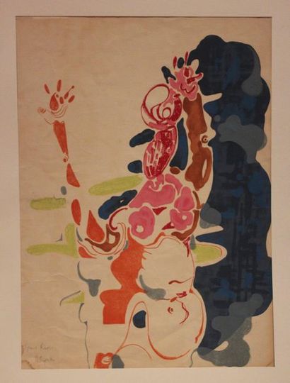 Paul REBEYROLLE (1926-2005) 
Untitled
Colour lithograph on cream vellum, signed and...