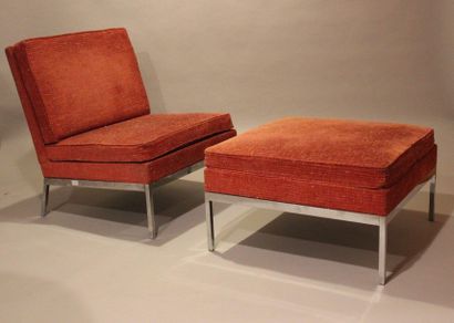 null TWO BENCHES, THREE HEATERS, ONE POOF Chromed metal legs, large red velvet trim.
Work...