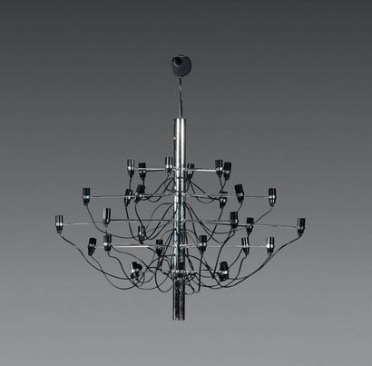 Gino SARFATTI (1912-1985) 
Chandelier Chrome-plated steel and PVC, with 30 lights.
Model...