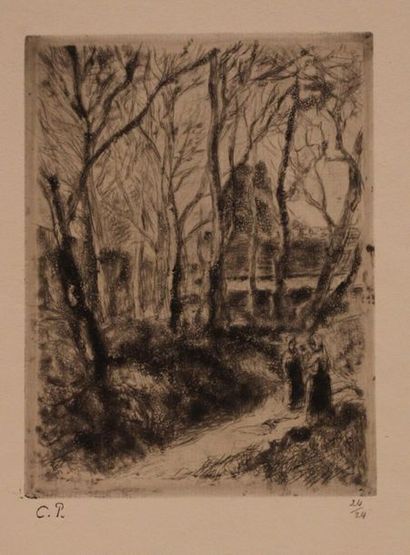 Camille PISSARRO (1830-1903) 
Sente des Pouilleux (petite planche). 1882
Pointe sèche...