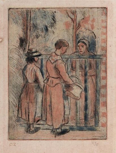 Camille PISSARRO (1830-1903) 
Beggars. Circa 1894
Etching, colour print on laid paper.
Posthumous...