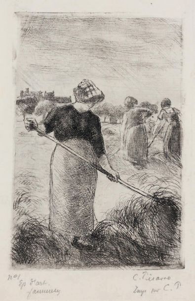 Camille PISSARRO (1830-1903) 
Faneuses. 1890
Eau-forte, pointe sèche sur vergé. Épreuve...