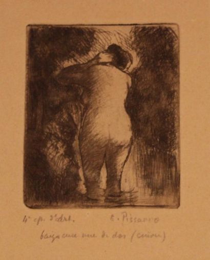 Camille PISSARRO (1830-1903) 
Baigneuse vue de dos. 1895
Eau-forte sur vélin crème....