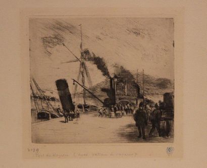 Camille PISSARRO (1830-1903) 
Port de Rouen (avec cheminées). 1885
Eau-forte pointe...