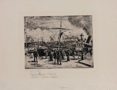 Camille PISSARRO (1830-1903) 
Port de Rouen (Saint Sever). 1884
Eau-forte, pointe...