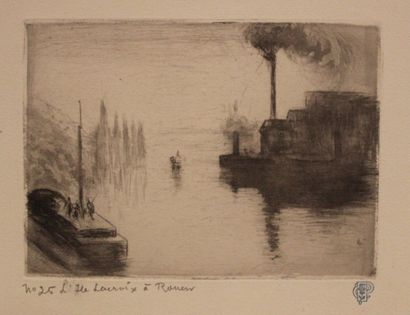 Camille PISSARRO (1830-1903) 
L'Ile Lacroix à Rouen. 1887
Eau-forte, pointe sèche...