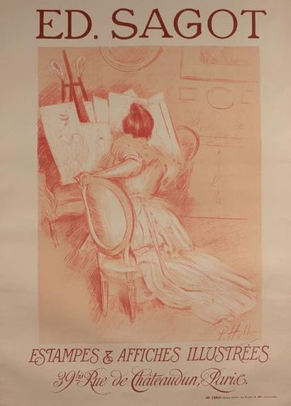 Paul HELLEU (1859-1927) 
Affiche pour Sagot, 39bis rue de Chateaudun
Lithographie...
