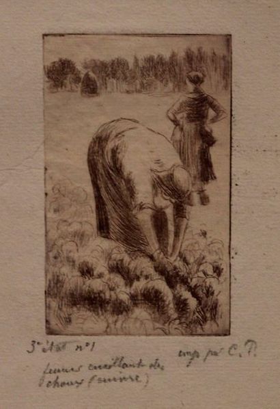 Camille PISSARRO (1830-1903) 
Femme cueillant des choux. 1888
Eau-forte pointe sèche...