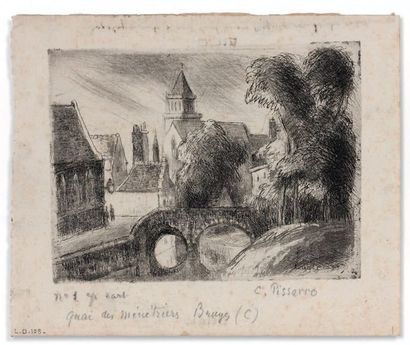 Camille PISSARRO (1830-1903) 
Quai des Ménétriers in Bruges. 1894
Etching, drypoint...